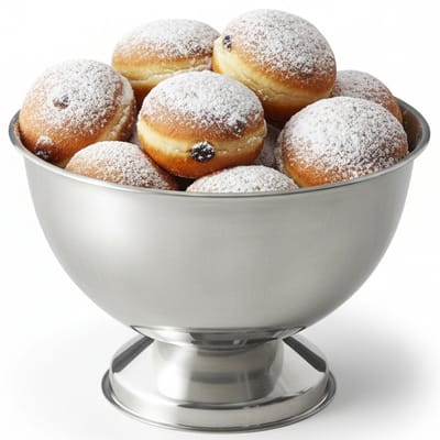Cook Concept Oliebollen schaal - op voet - zilver - rvs - 36 cm - oliebollen serveerschaal