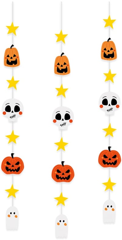 BTH - Halloween Decoratie - Hangdecoratie - Halloween - Oranje-Geel-Wit - Halloween Versiering - Halloween Slingers - 3X