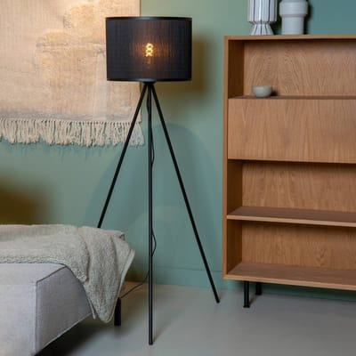 Lucide TAGALOG - Vloerlamp - Ø 55 cm - 1xE27 - Zwart - Japandi