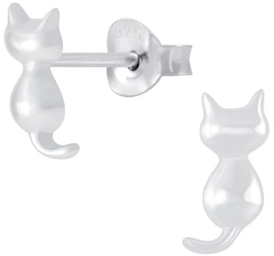 Joy|S - Zilveren kat poes oorbellen - 5 x 10 mm - sterling zilver 925