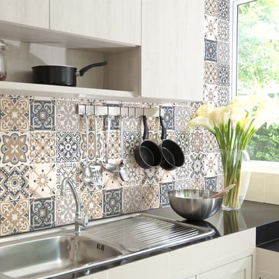 Muurstickers - Zelfklevende tegelmuurstickers voor keuken en badkamer - 9 STRESA tegelstickers - 9 stickers 10x10cm