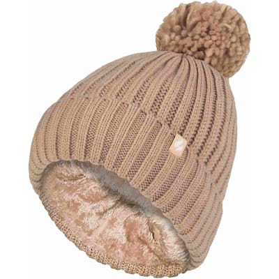 Dames Geribbelde Omgerolde Thermische Geïsoleerde Winter Pompon Muts