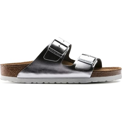 Birkenstock Arizona Dames Slippers Metallic Silver Regular-fit | Zilver | Leer | Maat 36 | 1005960