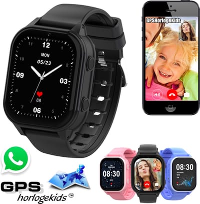 GPSHorlogeKids© - GPS horloge kind - smartwatch kinderen - WhatsApp - 4G videobellen - spatwaterdicht - SOS alarm - SMS - incl. SIM - Edge Zwart