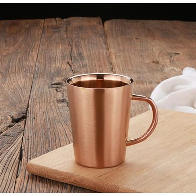 Tasse à café à double couche en acier inoxydable 304 de 300 ml, tasse à eau créative, tasse à bière à isolation thermique, tasse en acier inoxydable 301-400ml rose or