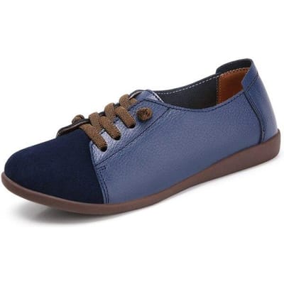 Leren schoenen Dames Lente Damesschoenen Antislip Flats Veterschoenen Dames Oxford Schoenen Plus Size Mocassins damesschoenen 40 blauw