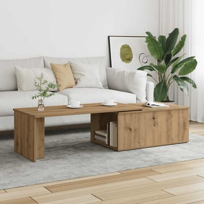 vidaXL - Salontafel - 150x50x35 - cm - bewerkt - hout - artisanaal - eikenkleur
