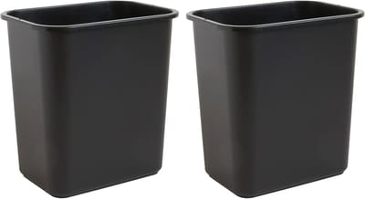 Solutions 7 gallon / 28 liter ruimtebesparende prullenbak, past onder bureau en kleine, smalle ruimtes in commerciële, keuken, thuiskantoor en slaapzaal, gemakkelijk schoon te maken, zwart,