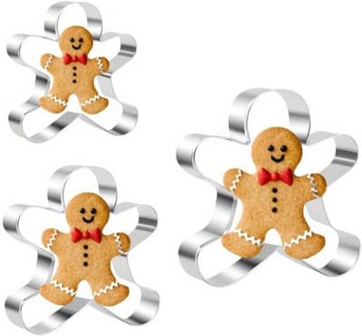 Set van 3 uitsteekvormen voor kerstkoekjes in roestvrij staal