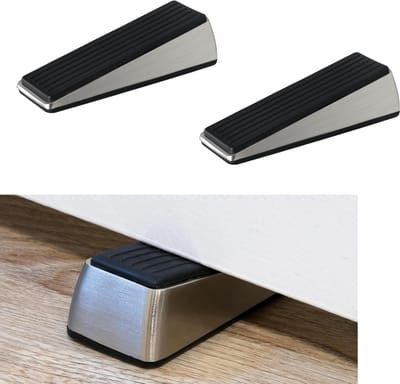 2 stuks deurstoppers voor de onderkant van de deur, wigvormige deurstopper, deurbeschermer onder de muur, wigvormige deurstopper voor elke massieve deur (grijs)