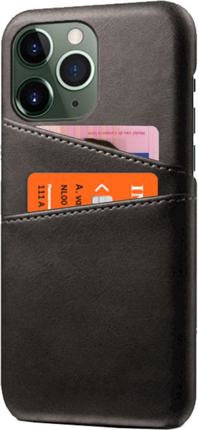 Peachy Duo Cardslot Wallet kunstleer hoesje geschikt voor iPhone 12 en iPhone 12 Pro - zwart