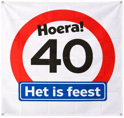 40 jaar verjaardag vlag 95×95 cm – feestdecoratie buiten & binnen - 3BMT®