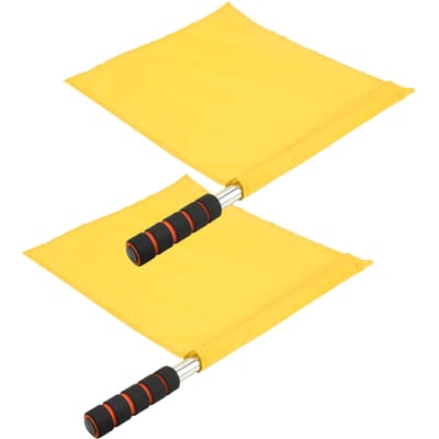 2 pièces Drapeau Officiel d'Arbitre Poteau en Acier Inoxydable Drapeau à Main de Ligneur de Compétition Sportive Jaune jaune