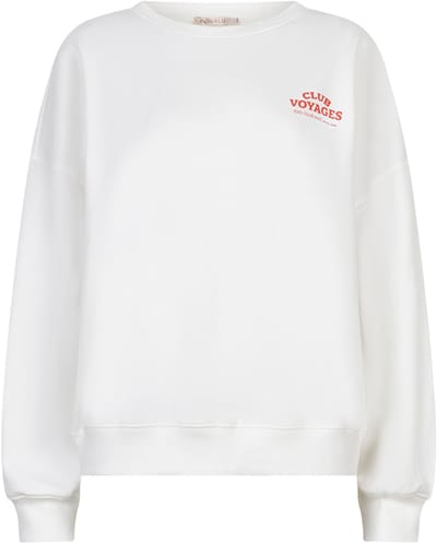 EsQualo Trui Sweater Cities Sp26 05019 976 Off White/chili Red Dames Maat - L