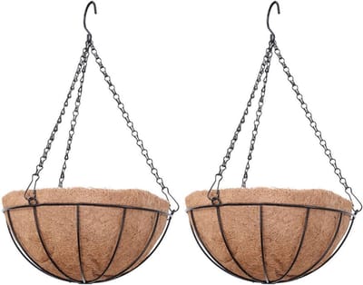 Hanging Flower Pots voor Buiten, Grote Kokosnoten Mand met Ketting, Ideaal voor Tuin en Balkon (2 x 25cm)