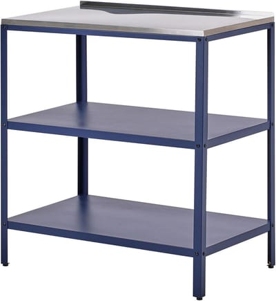 Tuinkeuken Eiland - Buitenkeuken Tafel - Buiten Koken - Roestvrij Stalen Blad - 80x50x90 cm - Blauw
