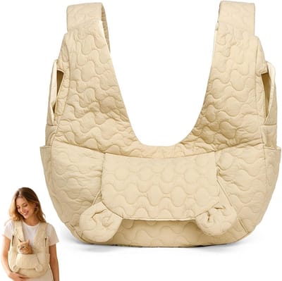 Verstelbare hondendraagtas voor kleine honden tot 10 kg, met gevoerde schouderriem, voorvak en antislip riem, perfect voor wandelingen, reizen en outdoor avonturen