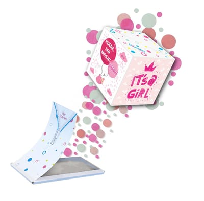 Boemby - Exploderende Confettikubus Wenskaart Geboorte - Its a girl Explosion Box - Geboortekaartjes - Confetti kaart - Geboorte Cadeau - Unieke wenskaarten - #1