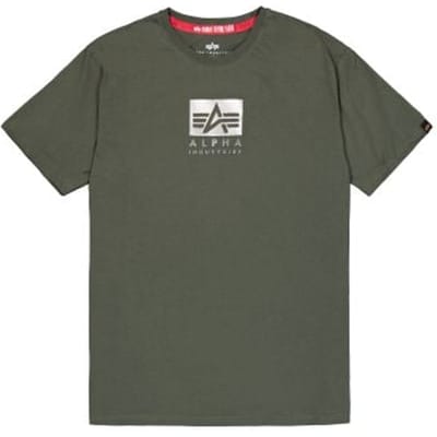 Alpha Industries T-shirt - Satin Logo T - S tot XXL - voor Mannen - olijf