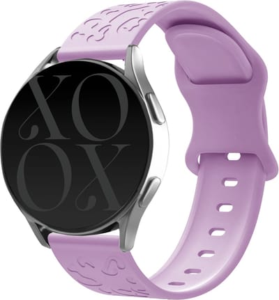 xoxo Wildhearts siliconen bandje 20mm - Geschikt voor Samsung Galaxy Watch 7 / 6 / 6 Classic / Watch 5 / 5 Pro / Watch 4 / 4 Classic / Watch 1 42mm / Watch 3 41mm / FE - Polar Unite / Pacer / Ignite 1-3 / Amazfit GTS 1-4 / Bip - Leopard - lila/ paars