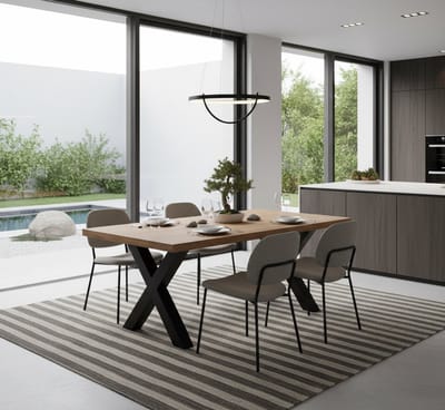 Eettafel Mangohout Industrieel Rechthoekig 160x90 - 160x90 cm - Zwart - Novihome