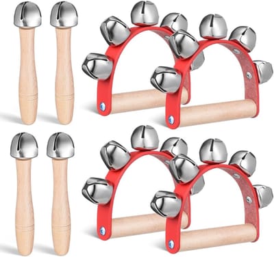 Bell Wreath Set met 4 Rammelaars en Klemmen voor Kinderen, Muzikaal Speelgoed, Handpercussie voor Feesten en Dans