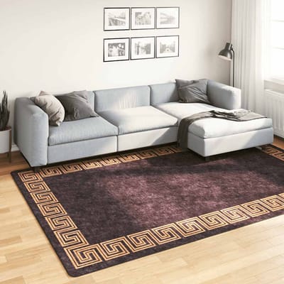 vidaXL - Vloerkleed - wasbaar - 190x300 - cm - zwart - en - goudkleurig