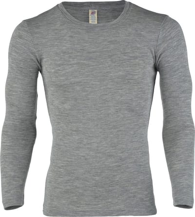 Engel Natur Heren Shirt Lange Mouw Zijde - Bio Merino Wol GOTS - grijs 54/56(XL)