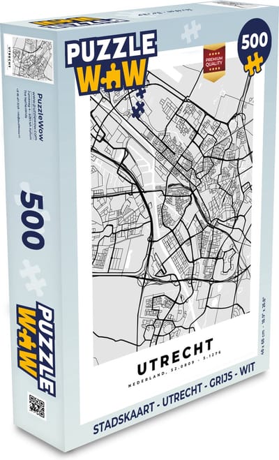 Puzzel Stadskaart - Utrecht - Grijs - Wit - Legpuzzel - Puzzel 500 stukjes - Plattegrond