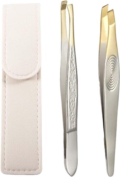 Professionele pincet van roestvrij staal voor wenkbrauwen - 2 stuks, precisie-pincet met antislip coating - wenkbrauwpincet voor nauwkeurigheid, haartjes verwijderen - griptang, beauty tool