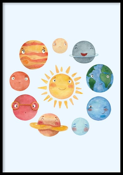 Poster Zonnestelsel - Kinderkamer poster - Babykamer poster - Kinderkamer decoratie - 50x70 cm - WALLLL