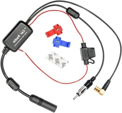 Auto Antenne Versterker - Signaal Booster - Radio Ontvangst Verbeteren - DIN SMB Connectoren - 45 cm Kabel - Zwart