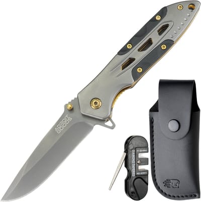 AdroitGoods Titanium gecoat RVS zakmes met G10 handvat – luxe opvouwbaar jacht- en survivalmes - Premium Opvouwbaar Outdoor Mes – Hoogwaardige 3Cr13 Roestvrijstalen Vouwconstructie