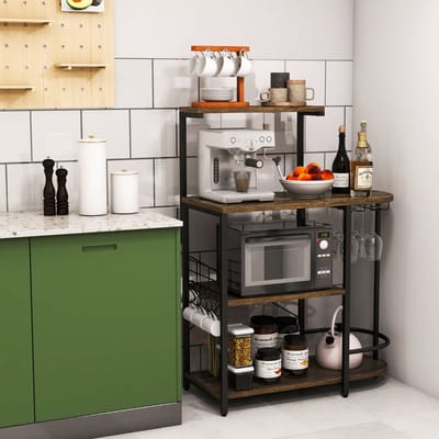Magnetronkast - Keukenkast - Keukenrek Staand - Ovenkast - Rek - 90 x 124 x 41,5 cm - Organizers - Dubbele Draagplank - Aanrecht Organiser