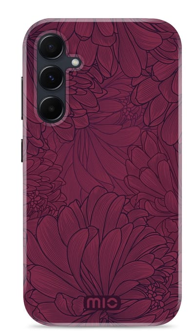 Mio by Mobilize Hoesje geschikt voor Samsung Galaxy A35 MagSafe Telefoonhoesje Hardcase | Mio by Mobilize Backcover | Geschikt voor MagSafe | Geschikt voor Draadloos Opladen met Magnetische Ring | Geschikt voor MagSafe Case - Berry Blooms | Rood