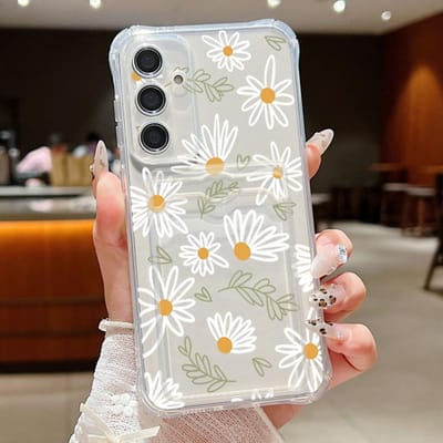 Kaartsleuf Portemonneehoesje Voor Samsung Galaxy A56 A55 A25 A16 A15 A36 5G S25 Edge S24 Ultra S23 S24 FE Cartoon Witte Bloem TPU Hoesje Galaxy S23+