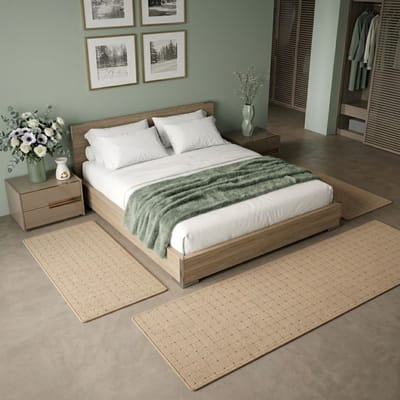 FLOORDIREKT Slaapkamen vloerkleed - Rapido - Set - Beige - 1 Loper 80 x 300 cm + 2 Loper 80 x 150 cm