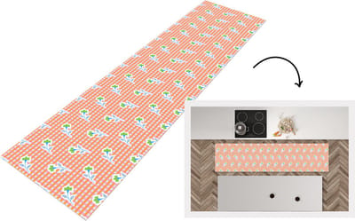 Keukenloper - Loper keuken - Bloemen - Ruiten - Patroon - 200x50 cm - Keukenloper vinyl