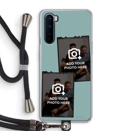 Gepersonaliseerd - Case Company® - Hoesje met koord geschikt voor OnePlus Nord hoesje met Koord - Polaroid Zwart - Telefoonhoesje met Zwart Koord - Bescherming aan alle Kanten en Over de Schermrand