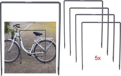 5x Fietsenrek 115x76 cm plat staal 13 mm antraciet Beton in Fietsenrek Parker type U