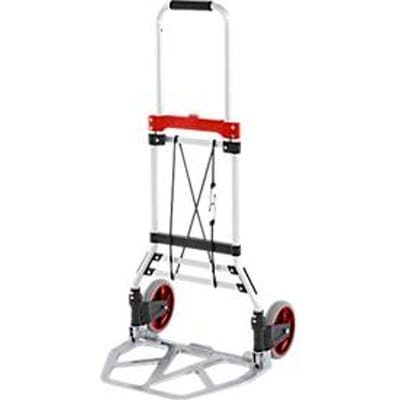 Schäfer Shop Select steekwagen, draagvermogen 100 kg, opvouwbaar, elastische spanband, 2 bokwielen, aluminium/kunststof, rood-zwart-zilver