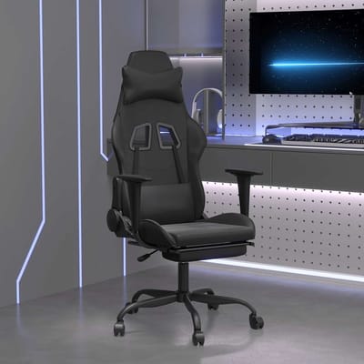 vidaXL - Massage - gamestoel - met - voetensteun - kunstleer - zwart