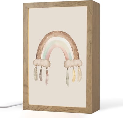 Nachtlampje 20x30 cm - Kinder lampje - Regenboog - Bohemian - Boho - Pastel kleuren - Tafellamp kinderkamer - Slaapkamer lamp - Bedlamp kinderen - Kinderlampje stopcontact - Wandlamp babykamer - Nachtlampjes
