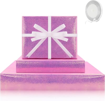 Kleurrijke holografische inpakpapierset met 4 vellen, ideaal voor verjaardagen, babyshowers en feestjes