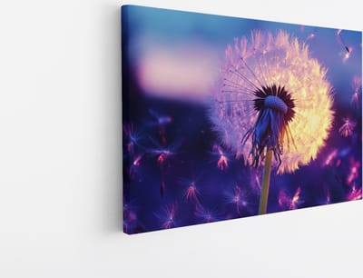 Saammp Canvas Schilderij - Kleurrijke Paardebloem - Natuur - Bloemen - 45x30 - Foto op canvas - Wanddecoratie - Muurdecoratie Woonkamer - Woonkamer Decoratie
