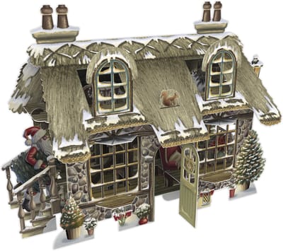 3D-Pop Up Wenskaart Cosy Christmas Cottage - Laser gesneden kerstkaart