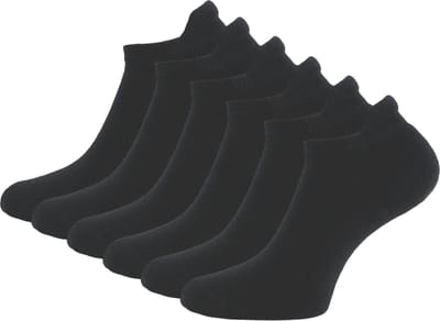 6 paar SQOTTON® Badstof Sneakersokken met lipje - Naadloos - Zwart - Maat 35-38