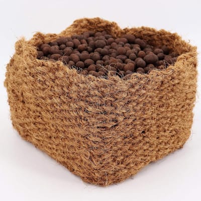 Kokos plantenmand - Vijvermand Kokosvezel - Vijverbeplanting Organiseren - 100% Natuurlijk Materiaal - 25cm x 25cm x 20cm - Bruin