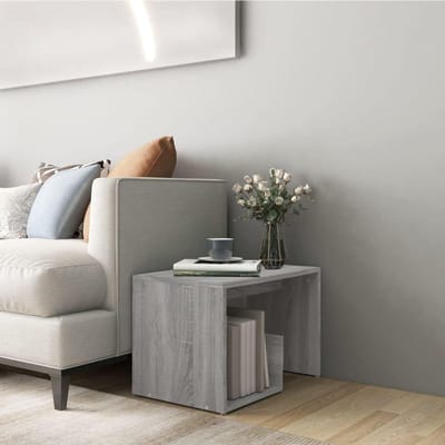 Bijzettafel Hout - Eindtafel Koffietafel - Opbergen Woonkamer - Glad Oppervlak - 59x36x38 cm - Grijs Sonoma Eiken