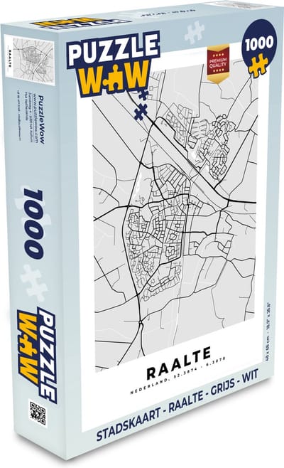 Puzzel Stadskaart - Raalte - Grijs - Wit - Legpuzzel - Puzzel 1000 stukjes volwassenen - Plattegrond